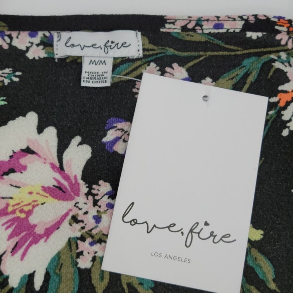 LOVE, FIRE floral print tank top black Sz M - Picture 7 of 8